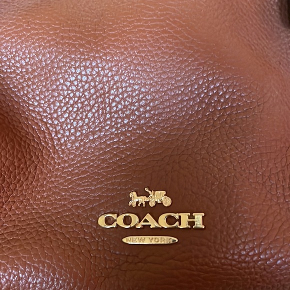 Vintage Coach Bag, Leather - In Burnt Sienna w/ Gold Accents - Picture 2 of 6